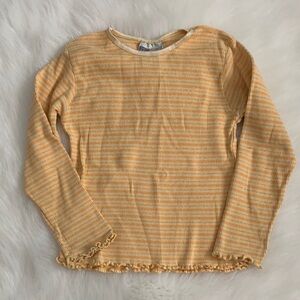 Faded Glory Yellow and White Striped Long Sleeve Tee